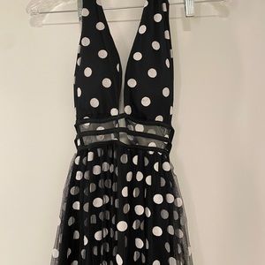 Polka dot black white tulle dress